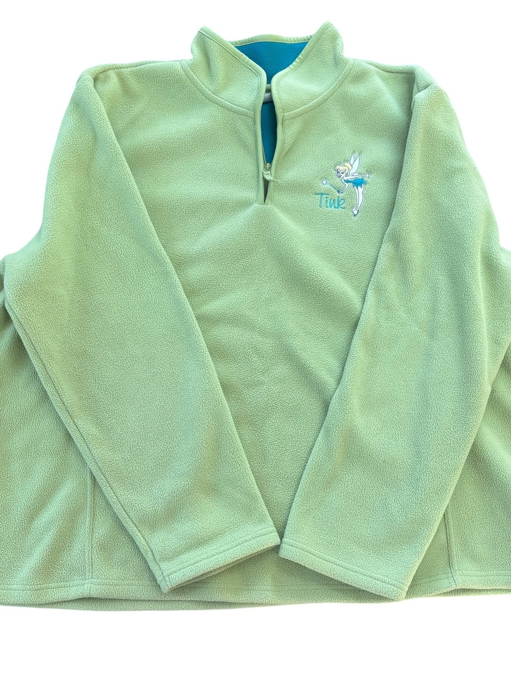 DISNEY STORE EXCLUSIVE TINKERBELL FLEECE 1/4 ZIP SWEATER GREEN
